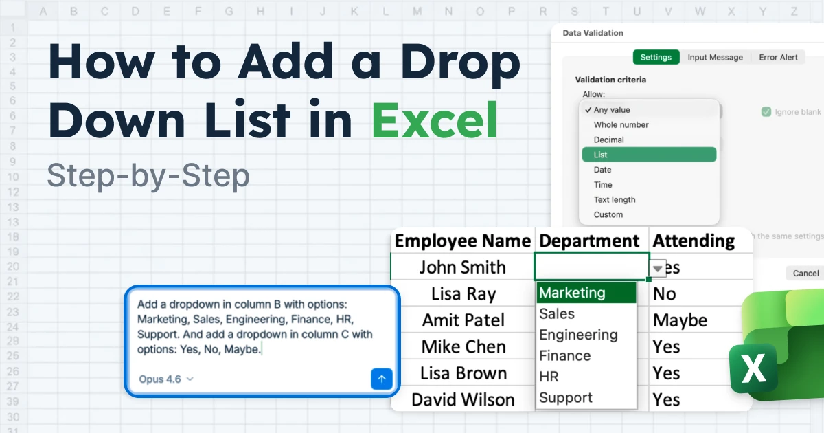 How to Add a Drop Down List in Excel (Step-by-Step)