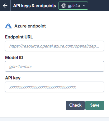 Azure AI models configuration in GPT for Excel