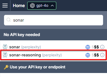 Perplexity Sonar Reasoning model