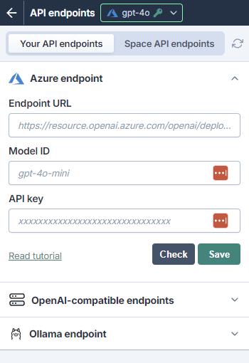Set up an Azure OpenAI endpoint in GPT for Excel
